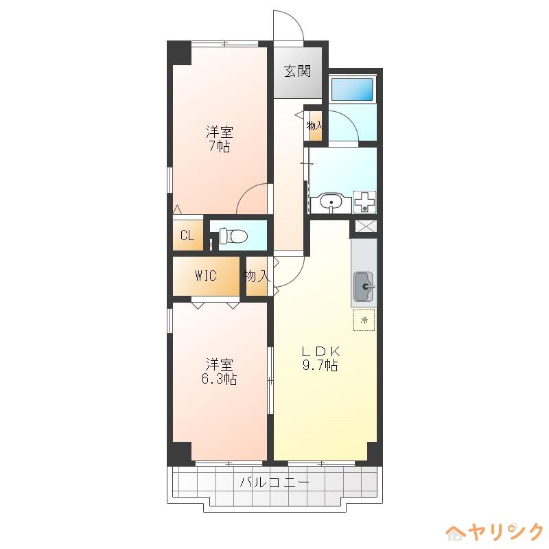 ウィルあじま(2LDK/3階)の間取り写真