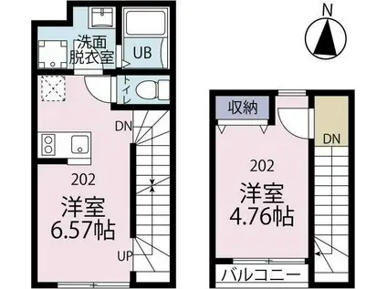 CARTELLO堀切(1DK/2階)の間取り写真