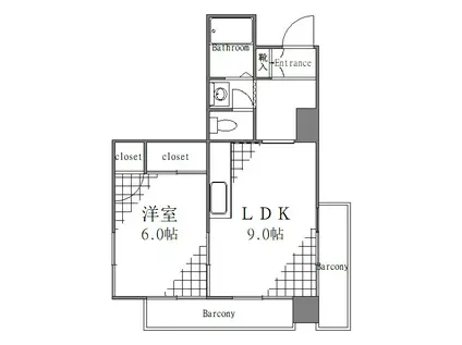 リバーサイドオオハシ(1LDK/5階)の間取り写真