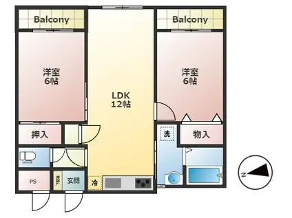 メゾン・ドゥ・ソレイユ(2LDK/3階)の間取り写真