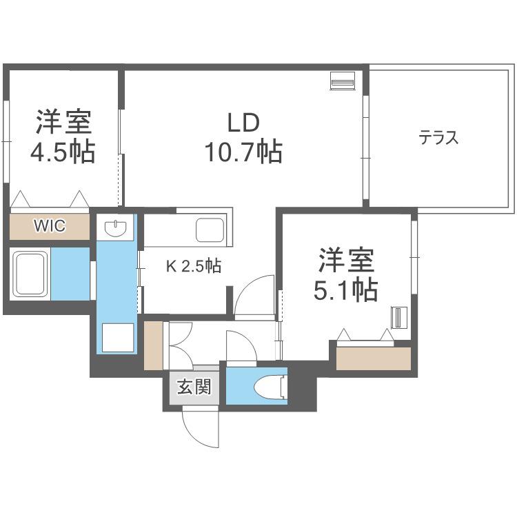 RESIDENCE SHINMEI新道東(2LDK/1階)の間取り写真