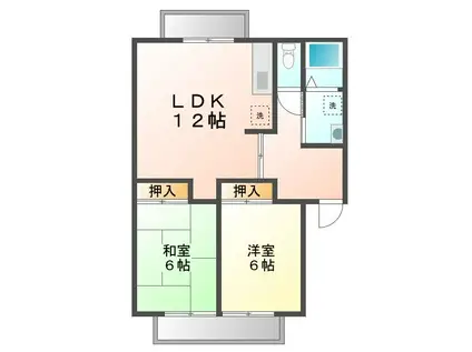 サンハウス桂(2DK/2階)の間取り写真