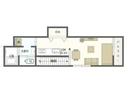 OMIYA APARTMENT(1LK/2階)の間取り写真