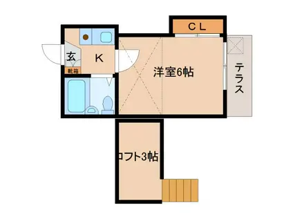 マーキュリーII(1K/1階)の間取り写真