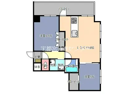 ノブレスタワー宇都宮(2LDK/4階)の間取り写真