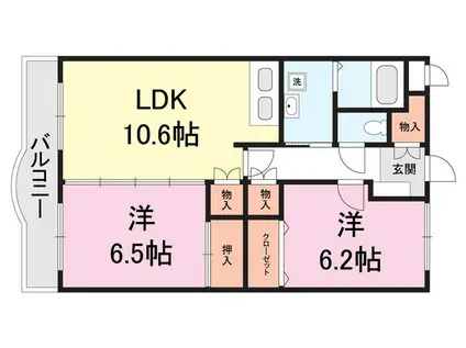 ヒルズオアシス(2LDK/1階)の間取り写真