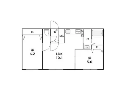 ラフィーネ発寒南III(2LDK/2階)の間取り写真