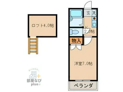 ディアパティオA(1K/2階)の間取り写真