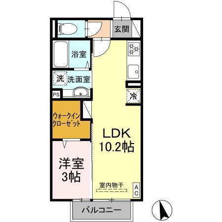 プランドールB(1LDK/1階)の間取り写真