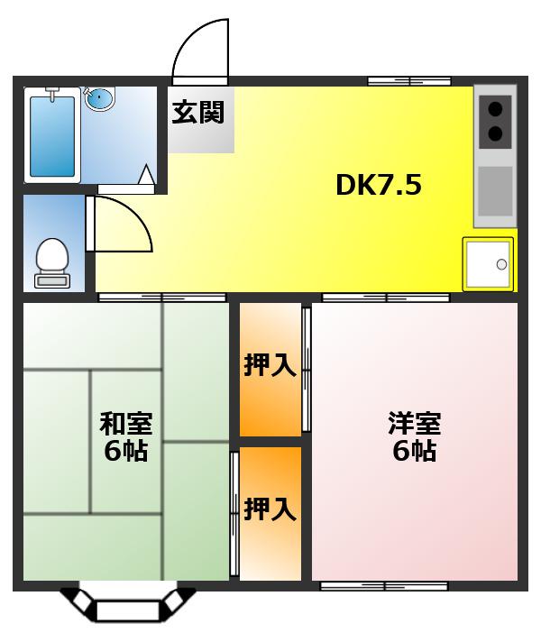 サンリッチハイム(2DK/1階)の間取り写真