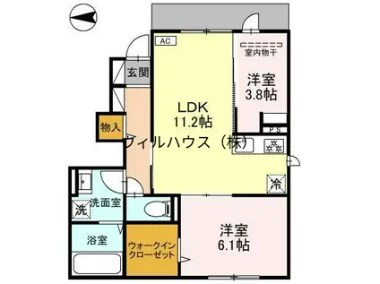 サンハイツ岡Ⅷ(2LDK/1階)の間取り写真