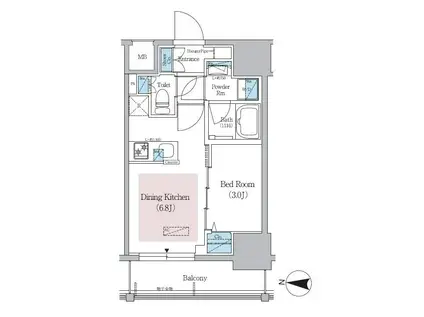 アーバネックス錦糸公園(1DK/2階)の間取り写真