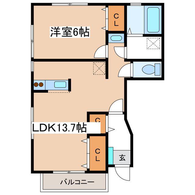 クライフA(1LDK/1階)の間取り写真