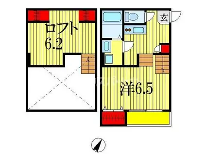 ピノヴィラージュ(1K/2階)の間取り写真