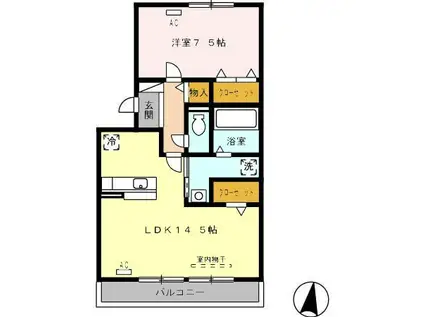 リビングタウン夢咲(1LDK/3階)の間取り写真