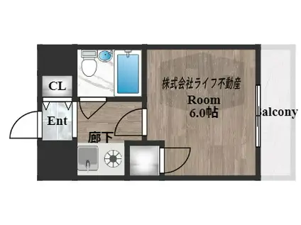 ハイムリップル荒川(1K/7階)の間取り写真