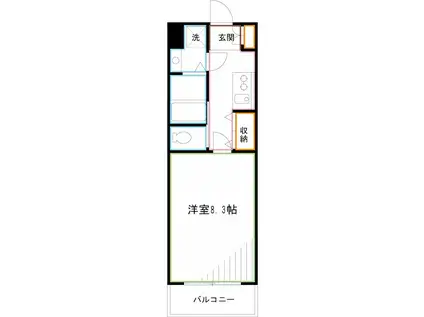 カーサ カーロ(1K/4階)の間取り写真