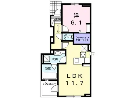 ロイヤルモアC(1LDK/1階)の間取り写真