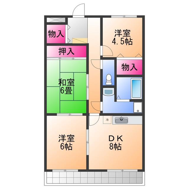 ロイヤルスクエアあむI(3DK/3階)の間取り写真