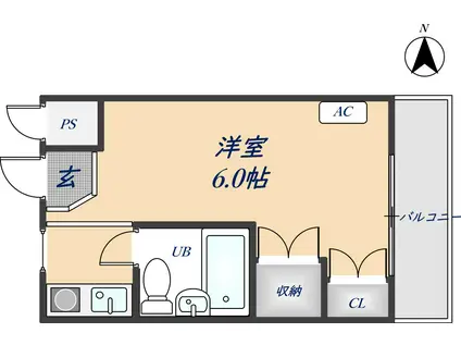 岩崎ハイツP2(ワンルーム/1階)の間取り写真