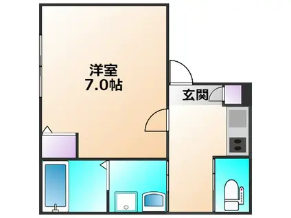 グロースリング東村山(1K/2階)の間取り写真