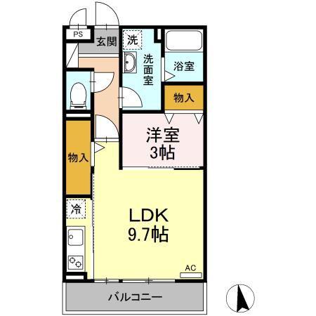クレールTK(1LDK/3階)の間取り写真