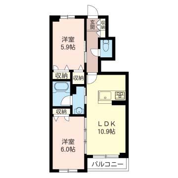 ベレーザ(2LDK/1階)の間取り写真
