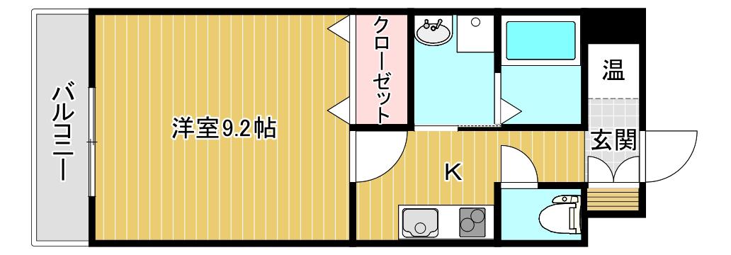 グレイスハイツ東中通タワー(1K/2階)の間取り写真