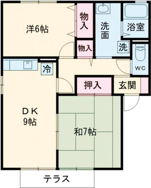 ロベリア弐番館(2DK/1階)の間取り写真