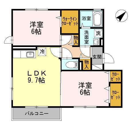 ベルコスタ(2LDK/3階)の間取り写真