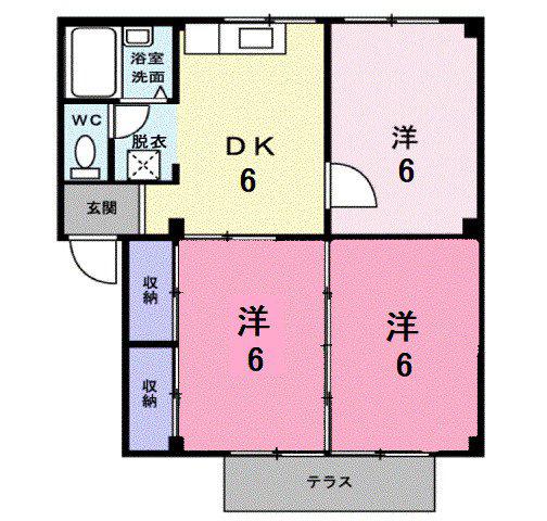 エメラルドハイツ(3DK/1階)の間取り写真