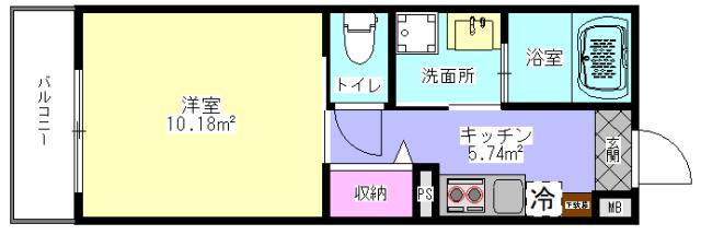 美-MING北里V(1K/1階)の間取り写真