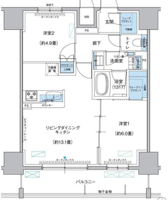 プラネソシエ西新井(2LDK/10階)の間取り写真