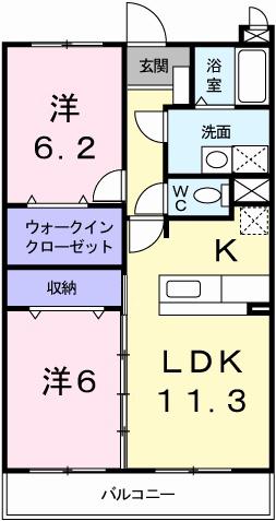 リバーサイドブライト(2LDK/1階)の間取り写真