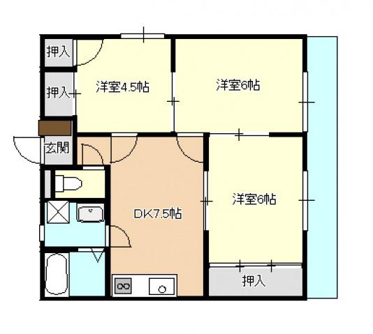 コーポ西山(3DK/1階)の間取り写真