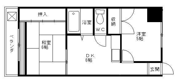 高安ハイツA棟(2DK/2階)の間取り写真