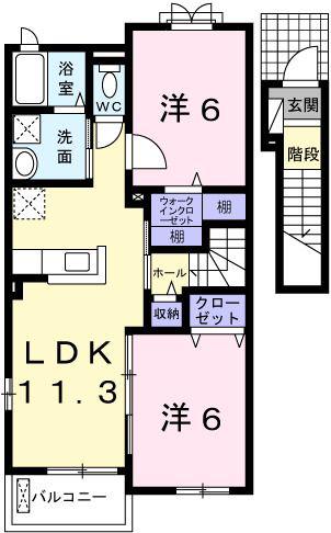 アムニス・エスト(2LDK/2階)の間取り写真
