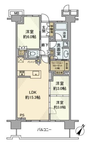 プラウド京急蒲田(3LDK/7階)の間取り写真
