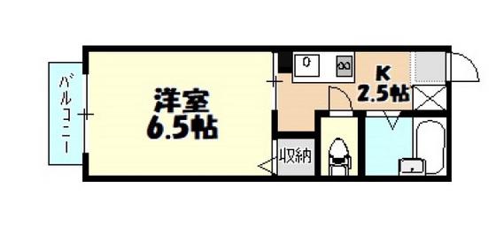 グリーンヒル(1K/2階)の間取り写真
