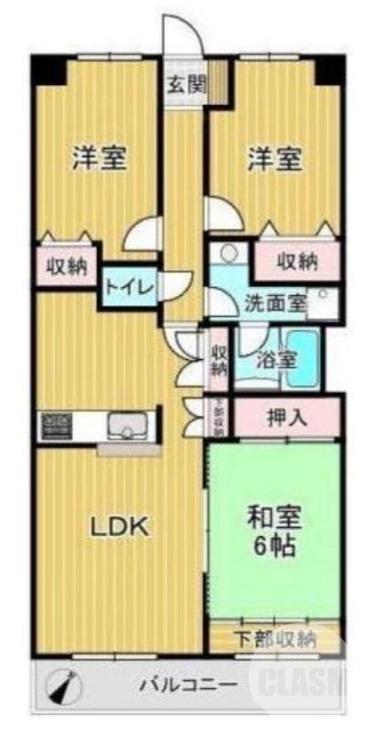 サンシティ泉ヶ丘(3LDK/2階)の間取り写真