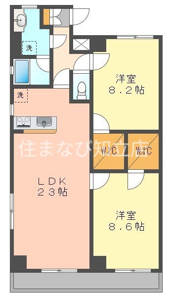 CASA GRIGIO(2LDK/10階)の間取り写真
