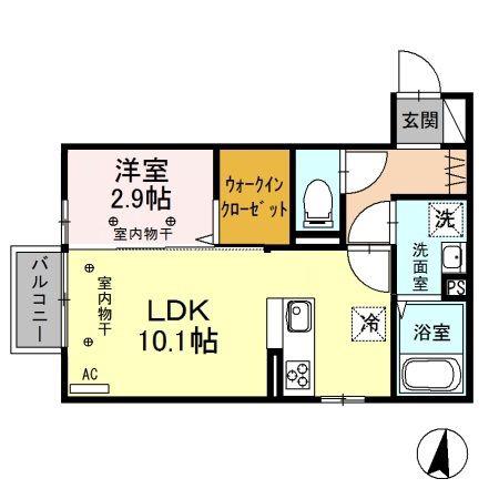 アドバンス(1LDK/2階)の間取り写真
