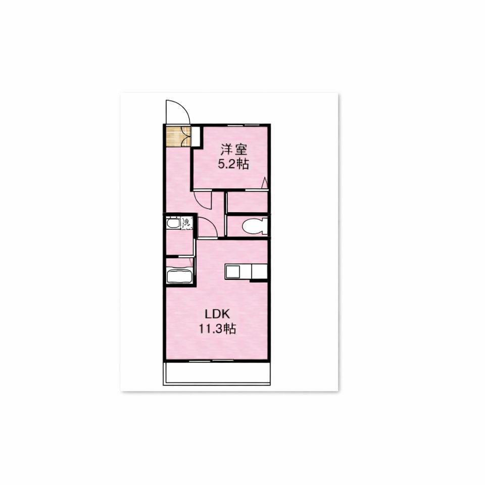 ソラーレハイム(1LDK/2階)の間取り写真