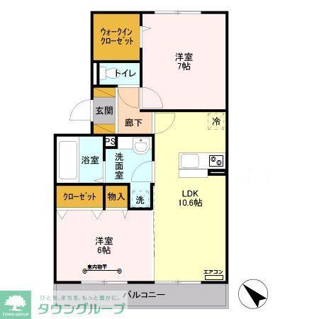 メゾンペール(2LDK/2階)の間取り写真