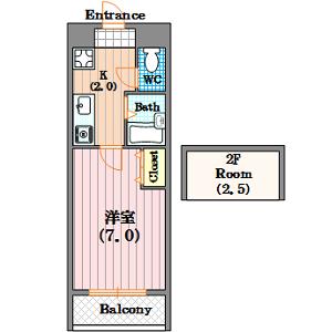 レスポワル新町(1K/3階)の間取り写真
