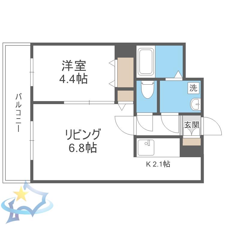 レジディア札幌駅前(1LDK/4階)の間取り写真