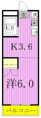 アズ天王台レジデンス(1K/1階)の間取り写真