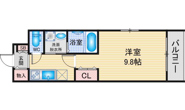 CREST TAPP 太閤通(1K/1階)の間取り写真