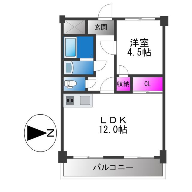 OMレジデンス八戸ノ里(1LDK/4階)の間取り写真
