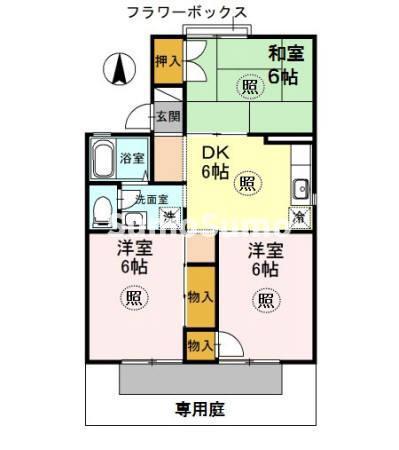 セジュール東落合(3DK/1階)の間取り写真